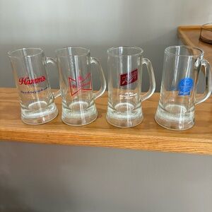 Clear Glass Beer Mug Set with Assorted Logos